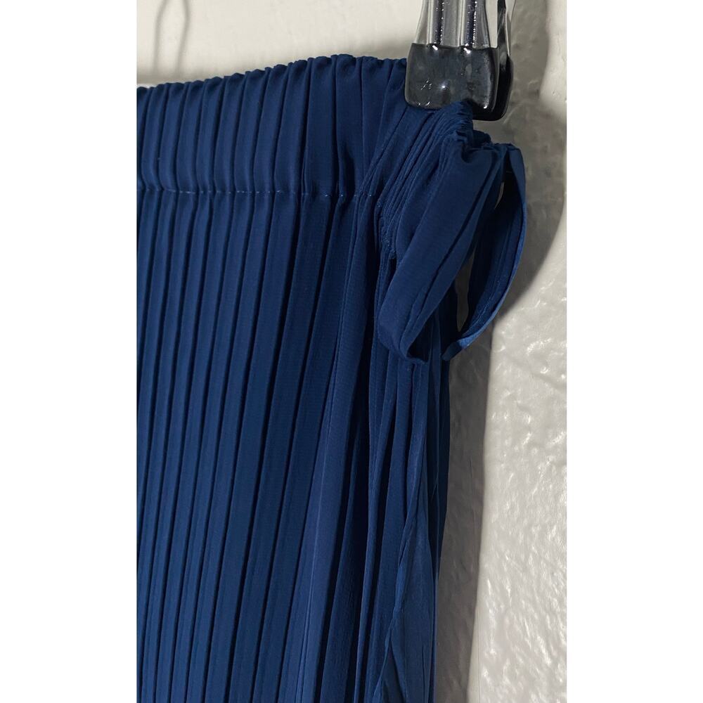 Issey Miyake Womens Blue Pleated Wide Leg Pants Side Sash Rounded Edge Lagenlook - Picture 6 of 15